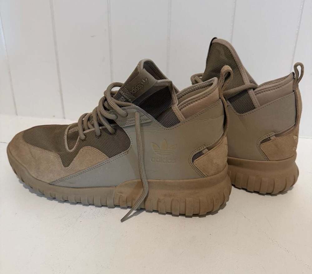 Adidas Tubular X Size 12 Mesa Brown Suede High Top Sneakers